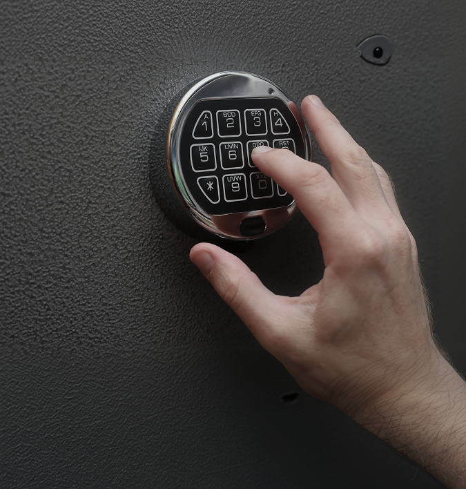 Traditional combination lock being used