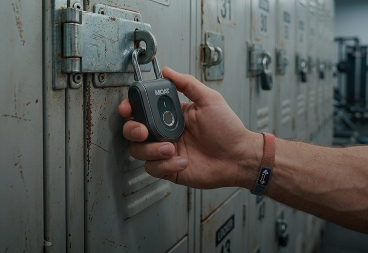 Gym locker with MOAT lock
